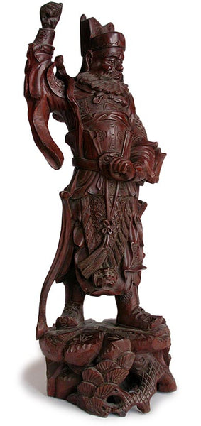 Antique Chinese Carved Rosewood Heavenly King Lokapala Statue
