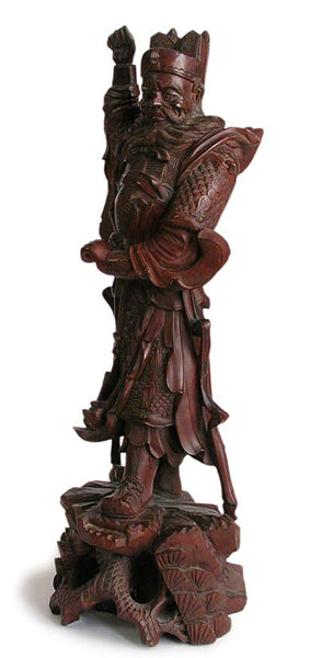 Antique Chinese Carved Rosewood Heavenly King Lokapala Statue