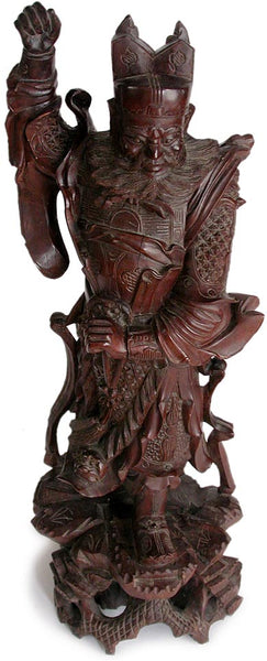 Antique Chinese Carved Rosewood Heavenly King Lokapala Statue