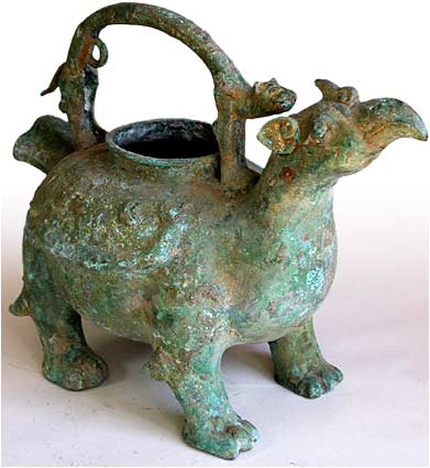 Antique Chinese Mythical Bird Archaic Bronze Vessel