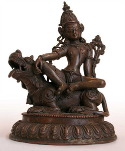 19th Century Antique Nepalese Bronze Shiva On Lion Buddha Statue