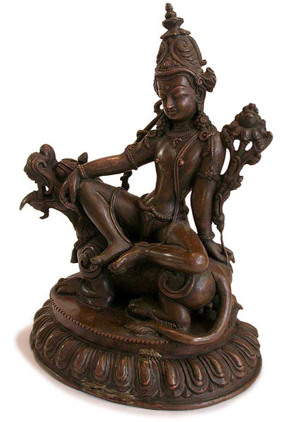 19th Century Antique Nepalese Bronze Shiva On Lion Buddha Statue