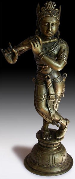 Large 19th Century Orissa Krishna Venugopala Hindu Bronze Statue