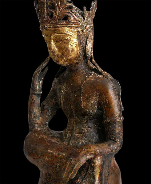 14th Century Kamakura Gilt Bronze Pensive Maitreya Miroku Bosatsu Buddha Statue