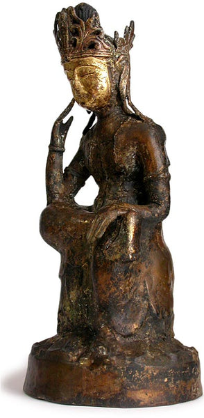 14th Century Kamakura Gilt Bronze Pensive Maitreya Miroku Bosatsu Buddha Statue