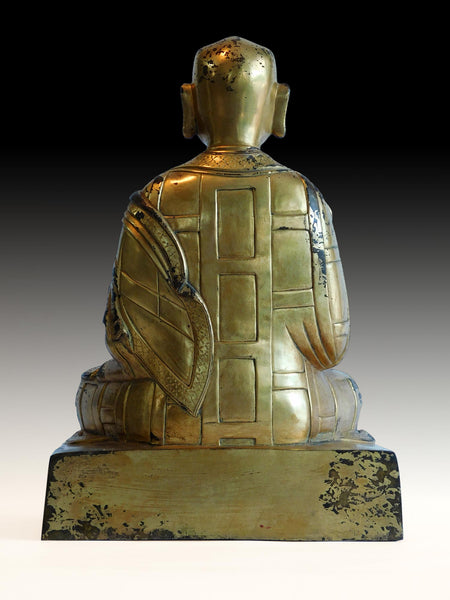 Antique Gilt Bronze Dalai Lama Rinpoche 19th Century Sino Tibetan Buddha Statue 十九世紀-銅鎏金喇嘛像