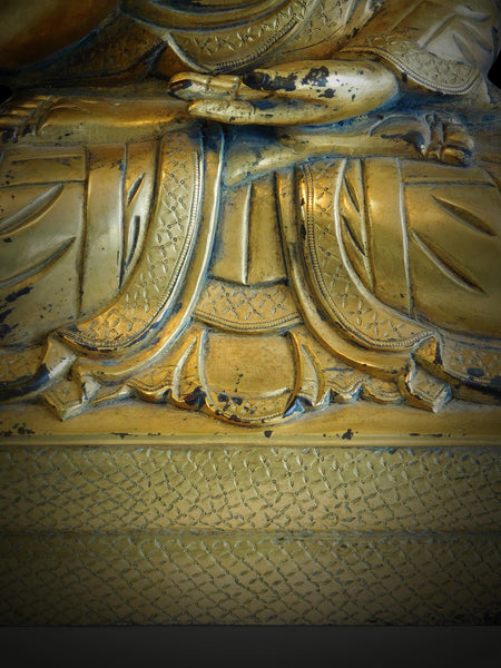 Antique Gilt Bronze Dalai Lama Rinpoche 19th Century Sino Tibetan Buddha Statue 十九世紀-銅鎏金喇嘛像