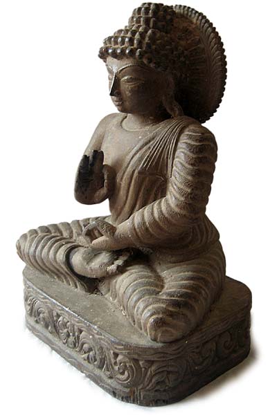 Antique Gandhara Style Carved Wood Vairocana Buddha Statue