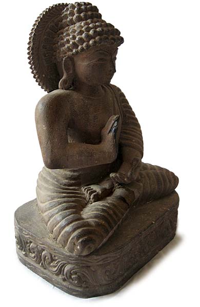 Antique Gandhara Style Carved Wood Vairocana Buddha Statue