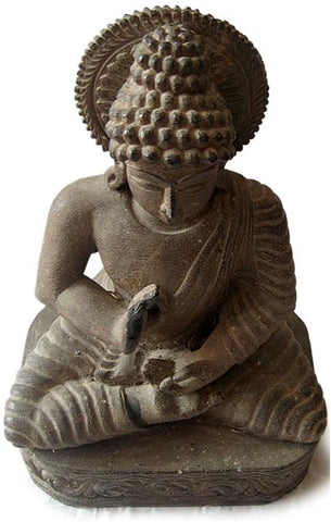 Antique Gandhara Style Carved Wood Vairocana Buddha Statue