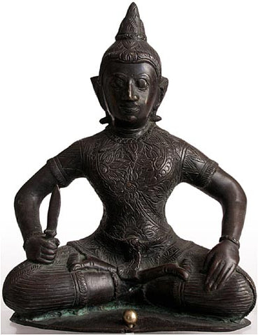 Antique Siam Bronze Temple Guardian Dvarapala Thai Buddha Statue