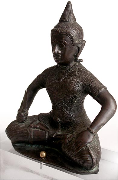 Antique Siam Bronze Temple Guardian Dvarapala Thai Buddha Statue