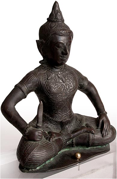 Antique Siam Bronze Temple Guardian Dvarapala Thai Buddha Statue