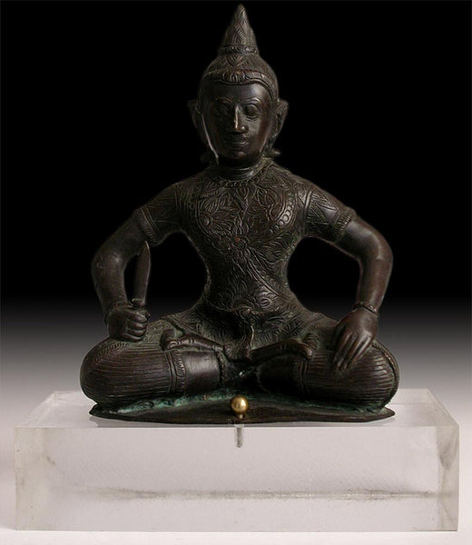 Antique Siam Bronze Temple Guardian Dvarapala Thai Buddha Statue