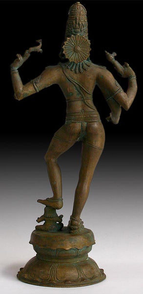 Vintage Four-Armed Shiva Tripuravijaya Chola Bronze Statue