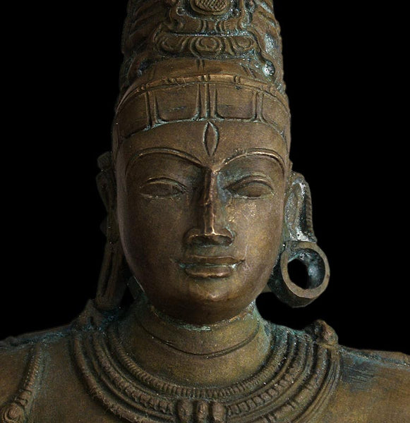 Vintage Four-Armed Shiva Tripuravijaya Chola Bronze Statue