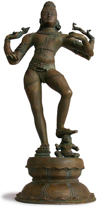 Vintage Four-Armed Shiva Tripuravijaya Chola Bronze Statue