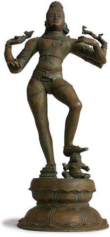 Vintage Four-Armed Shiva Tripuravijaya Chola Bronze Statue