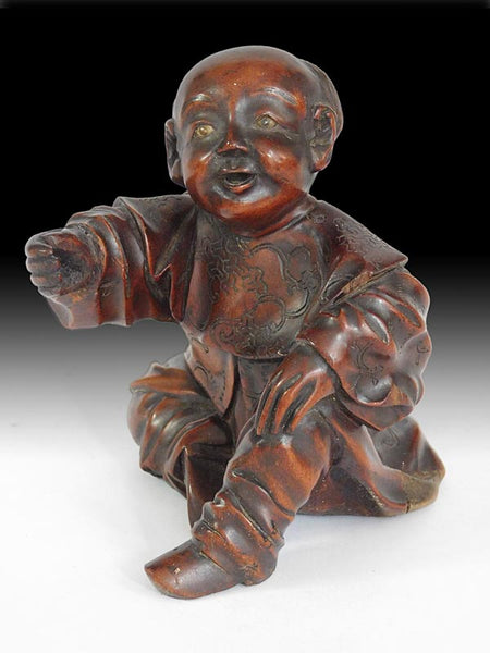 Antique Japanese Hand-Carved Children's Day Kodomo-no-hi Celebration Wood Okimono 4 pcs
