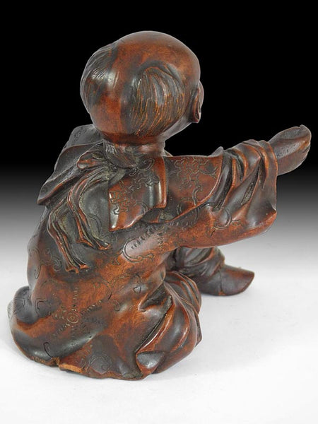 Antique Japanese Hand-Carved Children's Day Kodomo-no-hi Celebration Wood Okimono 4 pcs