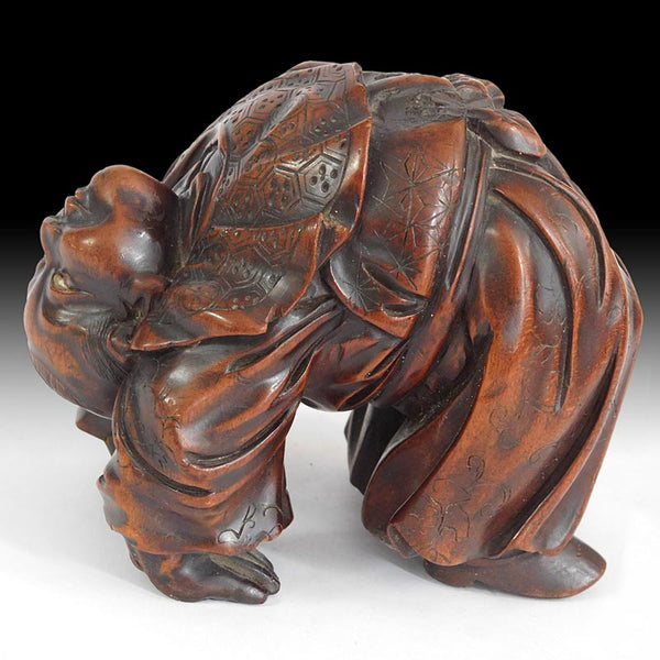Antique Japanese Hand-Carved Children's Day Kodomo-no-hi Celebration Wood Okimono 4 pcs