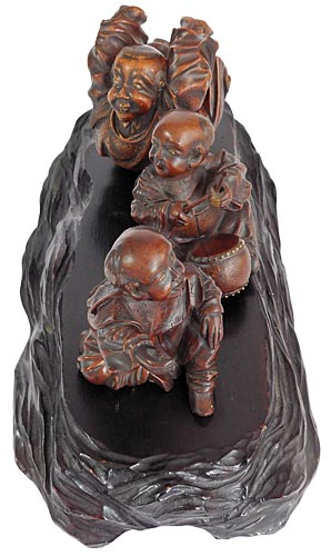 Antique Japanese Hand-Carved Children's Day Kodomo-no-hi Celebration Wood Okimono 4 pcs
