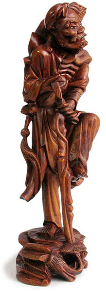 Antique Chinese Carved Boxwood Taoist Immortal Li Tieh Kuai Statue