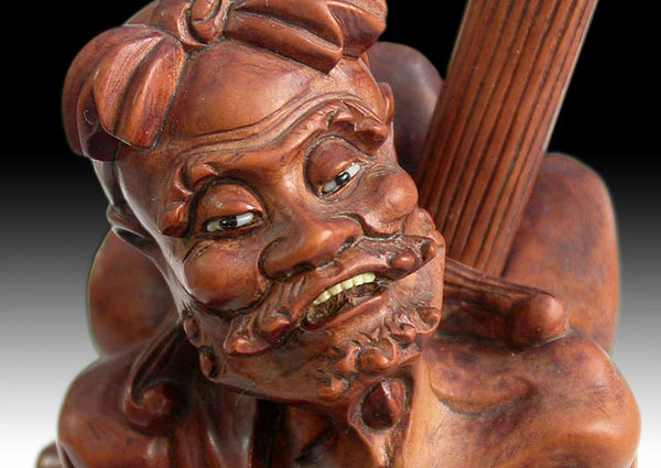 Antique Chinese Carved Boxwood Taoist Immortal Li Tieh Kuai Statue