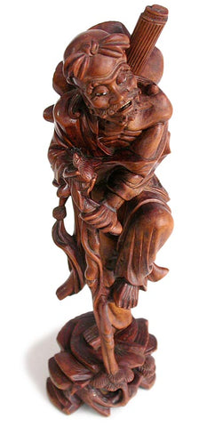 Antique Chinese Carved Boxwood Taoist Immortal Li Tieh Kuai Statue