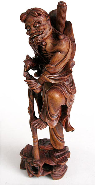 Antique Chinese Carved Boxwood Taoist Immortal Li Tieh Kuai Statue