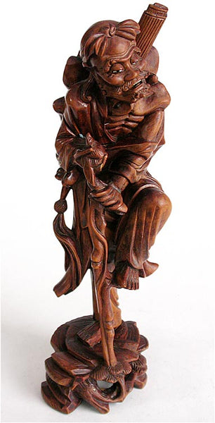Antique Chinese Carved Boxwood Taoist Immortal Li Tieh Kuai Statue