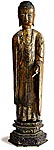 14th Century Japanese Carved Amida Nyorai Gilt Wood Buddha Statue