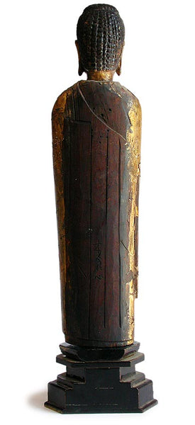 14th Century Japanese Carved Amida Nyorai Gilt Wood Buddha Statue