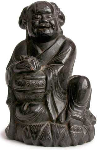 Early 19th Century Chinese Carved Liu Hai Taoist Immortal Zitan Wood Statue