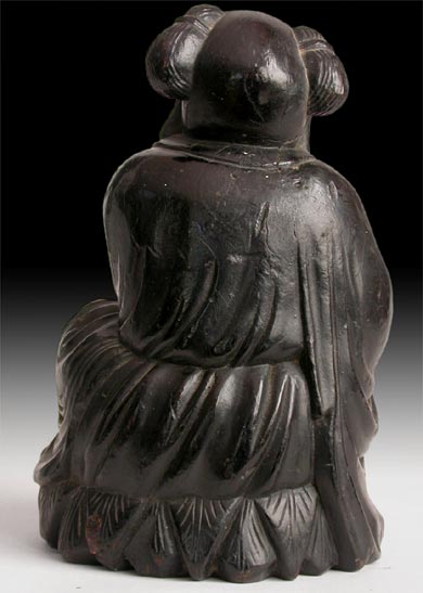 Early 19th Century Chinese Carved Liu Hai Taoist Immortal Zitan Wood Statue