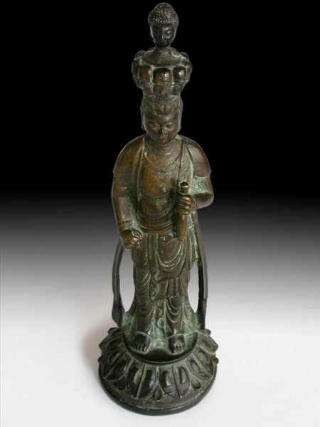 Antique Chinese Bronze Eleven Headed Avalokiteshvara Guan Yin Buddha Statue 觀音