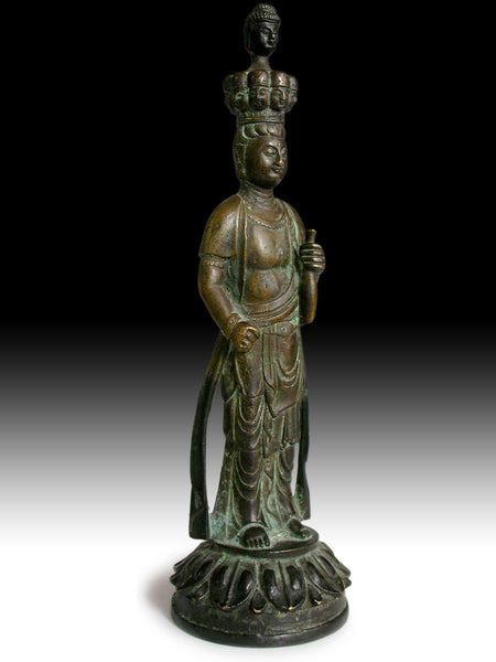 Antique Chinese Bronze Eleven Headed Avalokiteshvara Guan Yin Buddha Statue 觀音
