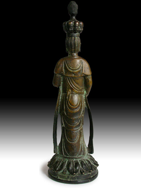 Antique Chinese Bronze Eleven Headed Avalokiteshvara Guan Yin Buddha Statue 觀音