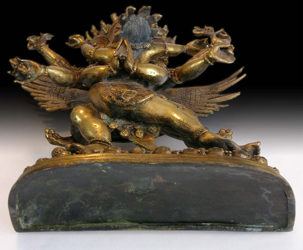 Heruka Vajrakilaya Consort Yab Yum Union Tibeto Chinese Gilt Bronze Buddha Statue 12"H 勝樂金剛