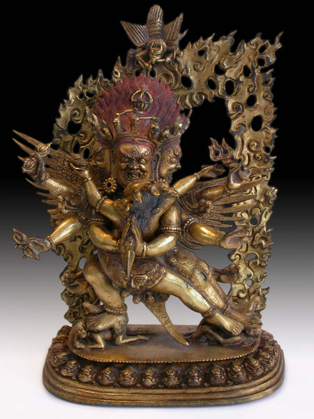 Heruka Vajrakilaya Consort Yab Yum Union Tibeto Chinese Gilt Bronze Buddha Statue 12"H 勝樂金剛