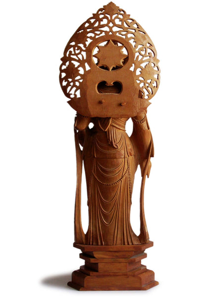 Vintage Japanese Carved Kudara Kannon Bosatsu Avalokiteśvara Guanyin Sandalwood Statue 百済観音