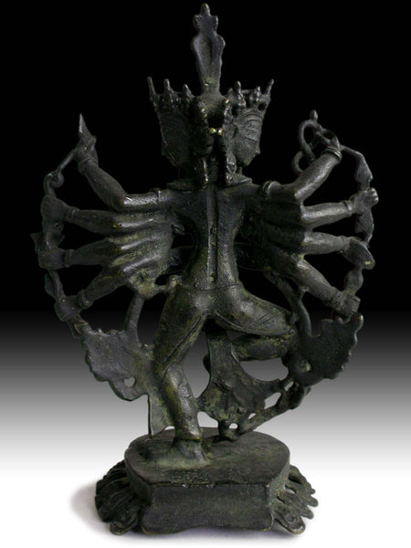 Antique Nepalese Sand Cast Bronze Thousand Armed Guan Yin Avalokiteshvara Statue 觀自在菩薩