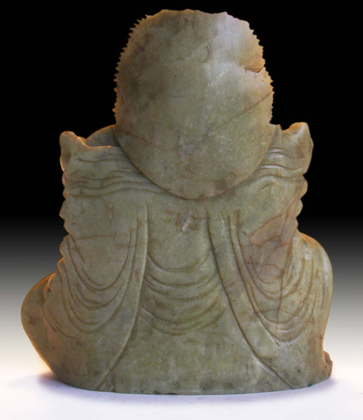 19th Century Antique Chinese Carved Budai Hotei Laughing Buddha 大笑佛 Soapstone Statue