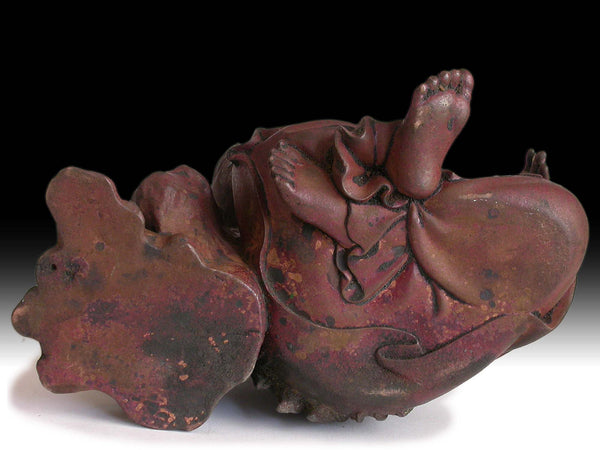 19th Century Antique Japanese Edo Zensai Doji Sudhana Shancai Bronze Buddha Statue 善財童子