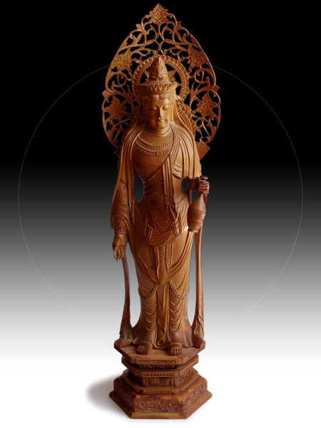 Vintage Japanese Carved Kudara Kannon Bosatsu Avalokiteśvara Guanyin Sandalwood Statue 百済観音