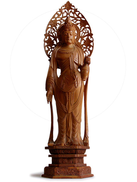 Vintage Japanese Carved Kudara Kannon Bosatsu Avalokiteśvara Guanyin Sandalwood Statue 百済観音