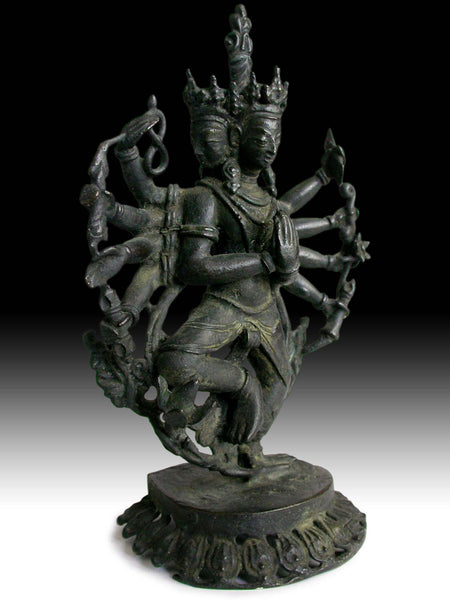 Antique Nepalese Sand Cast Bronze Thousand Armed Guan Yin Avalokiteshvara Statue 觀自在菩薩