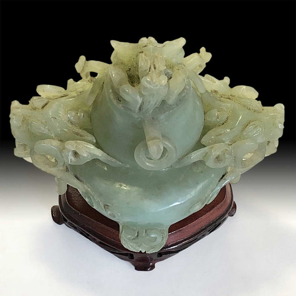 Vintage Hand Carved Natural Translucent Nephrite Serpentine Xiu Jade 岫玉 Tripod Censer