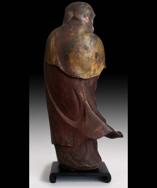 Antique Japanese Carved Wood Bodhidharma Daruma Darmo Zen Master Statue 达摩禪師