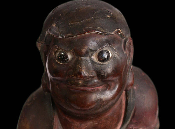 Antique Japanese Carved Wood Bodhidharma Daruma Darmo Zen Master Statue 达摩禪師